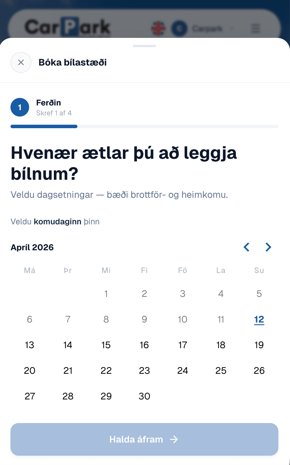 CarPark app on phone